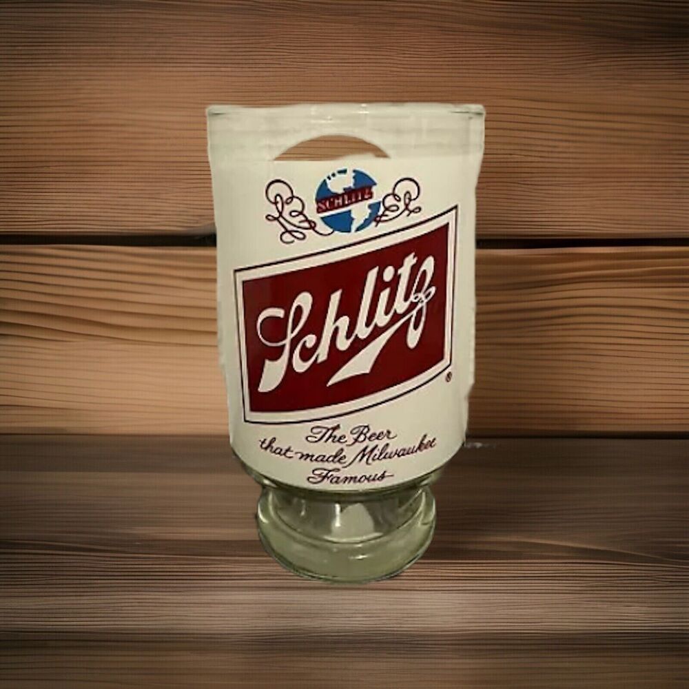 Schlitz The Beer That Made Milwaukee Famous Vintage Pedestal Drinking Glass 12oz